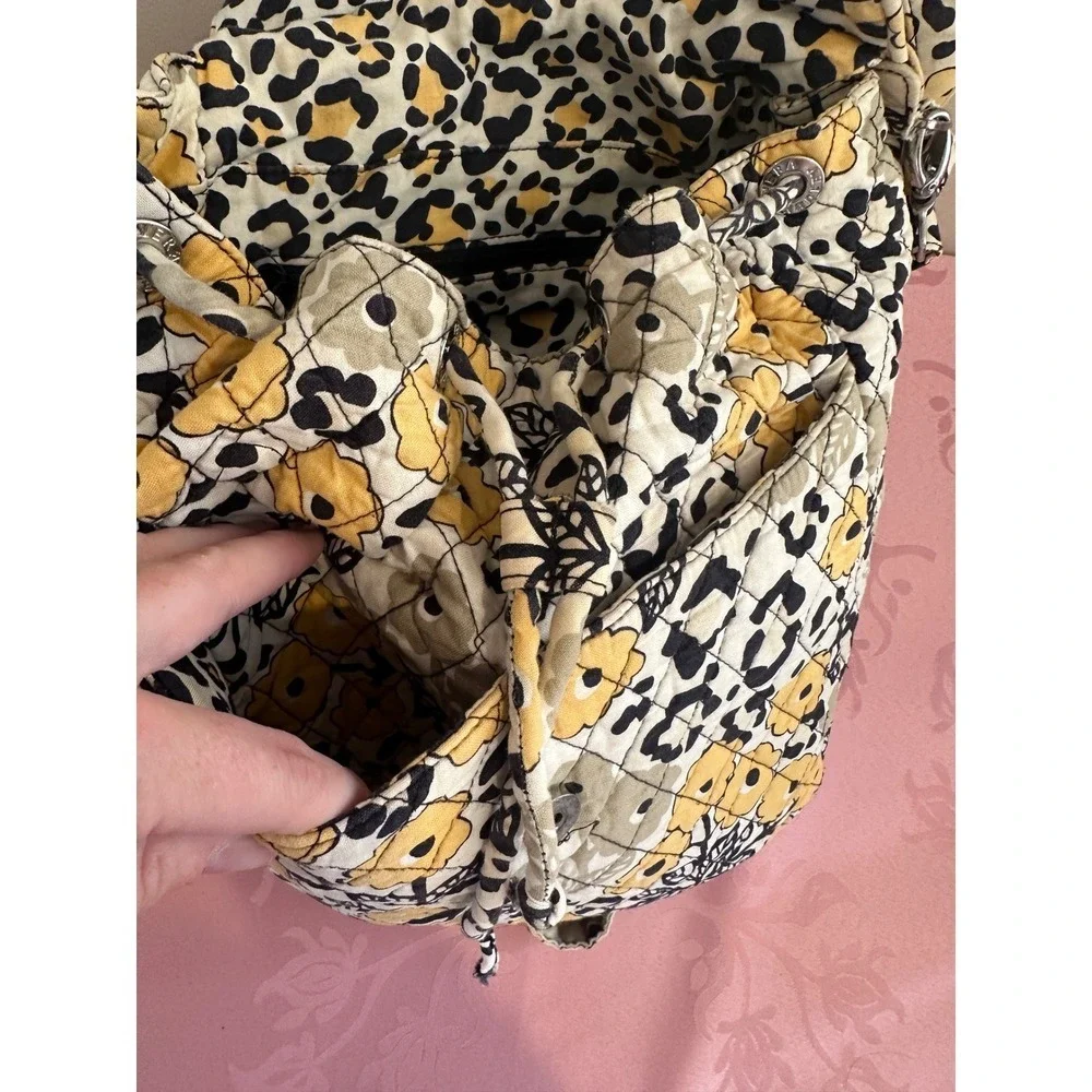 Vera Bradley yellow and‎ black drawstring backpack and shoulder bag